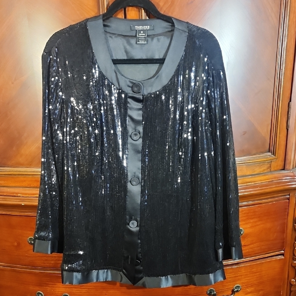 Timeless Naeem Khan Black Sequin Blazer